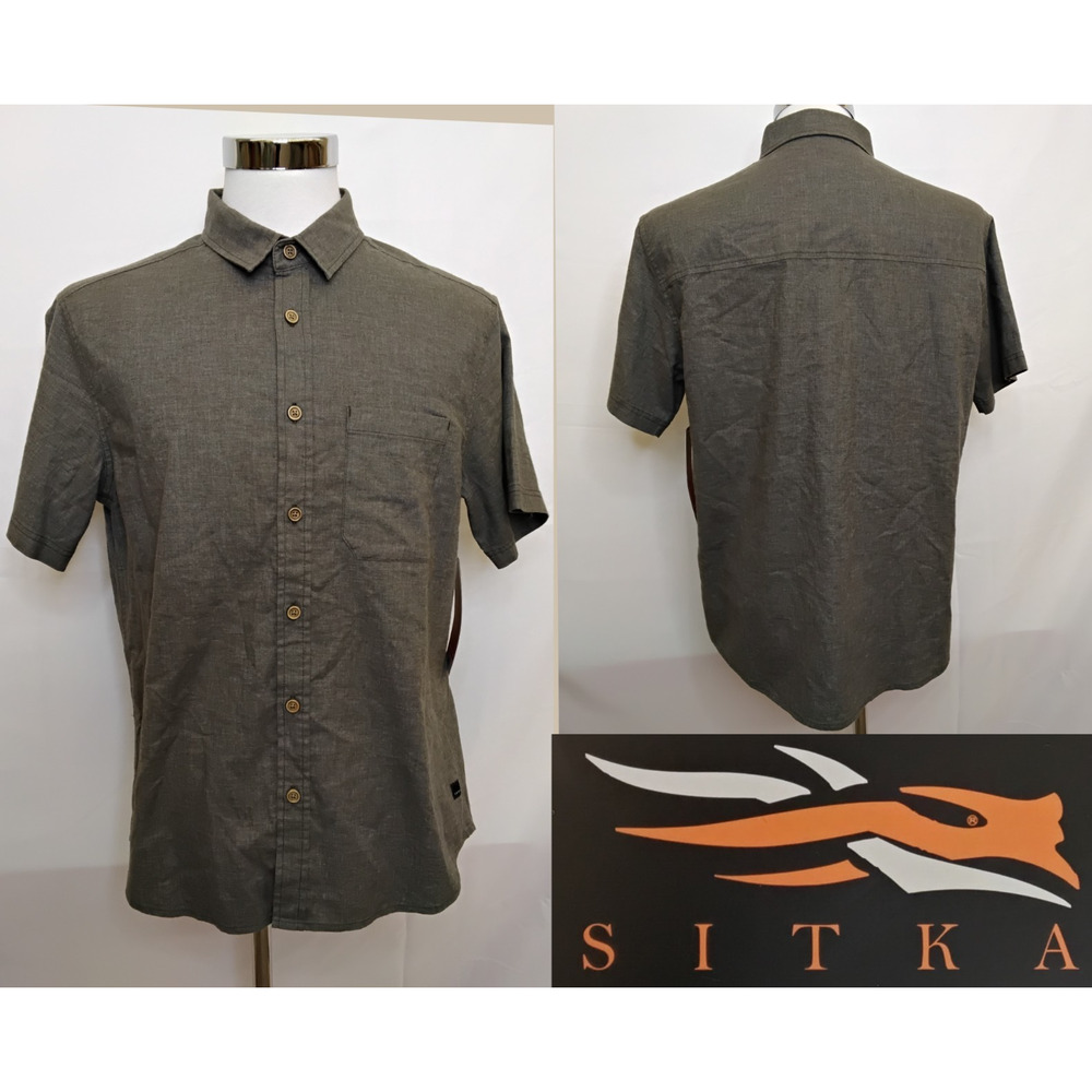 Sitka Gear Ambray Short Sleeve Shirt Men's L Deep Licken Gray NWT #Z5696